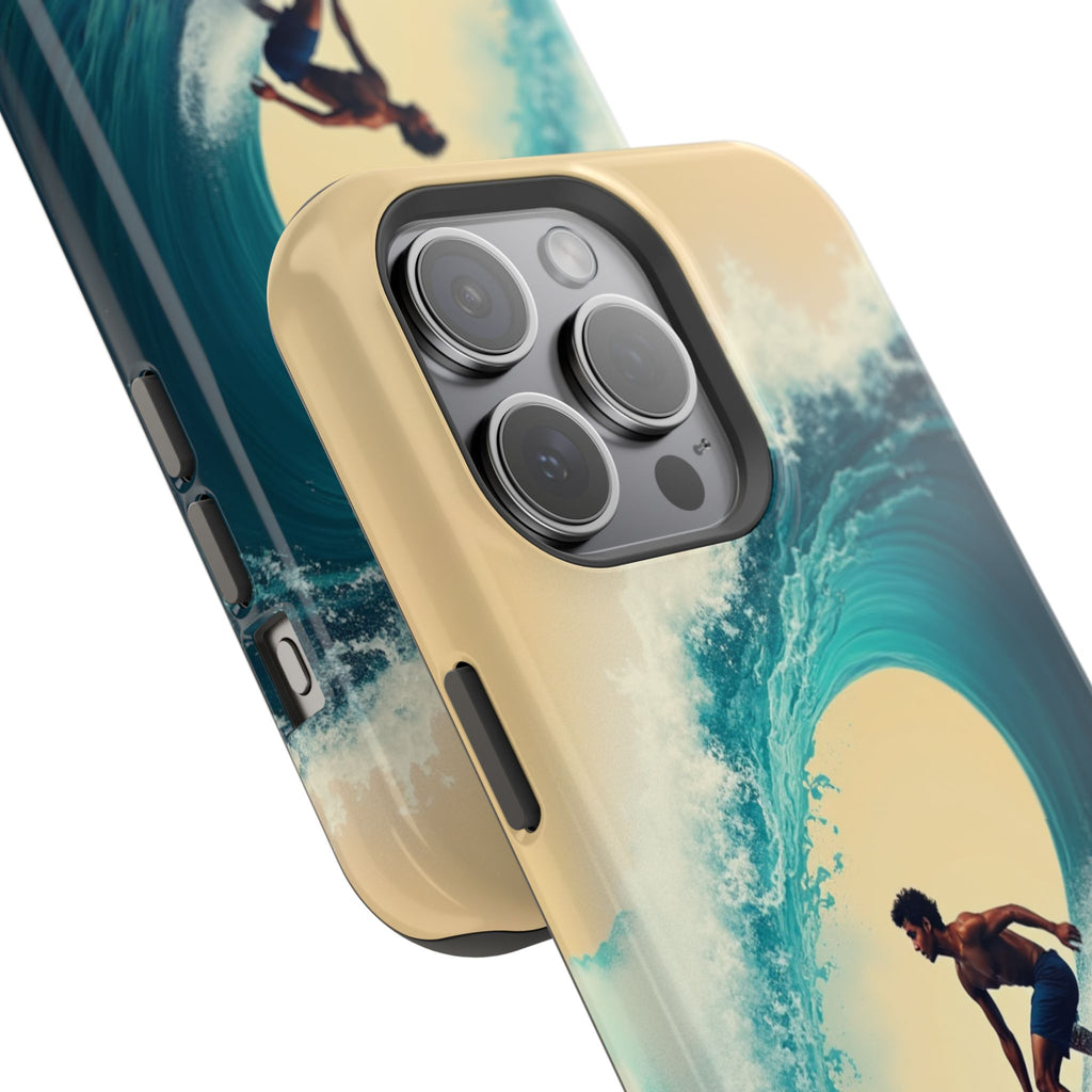 Surfer Riding a Wave iPhone Case — Magnetic Impact-Resistant - Magnolia Wild SC