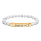 Personalizable Hockey Icon Bracelet Natural Stone Stretch Bar Bracelet | Engraving, Team Name, Player Name & Number