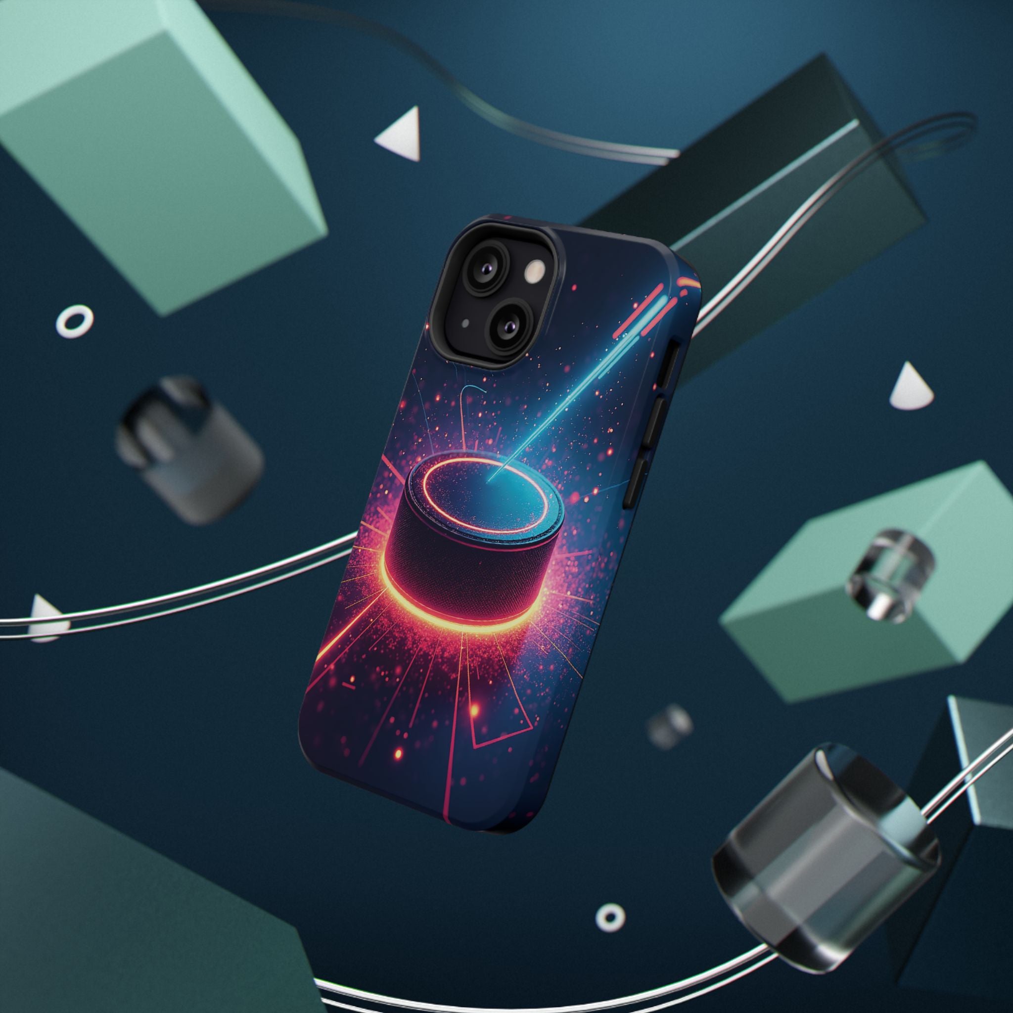 Neon Laser Hockey Puck Impact-Resistant Phone Case - Magnolia Wild SC