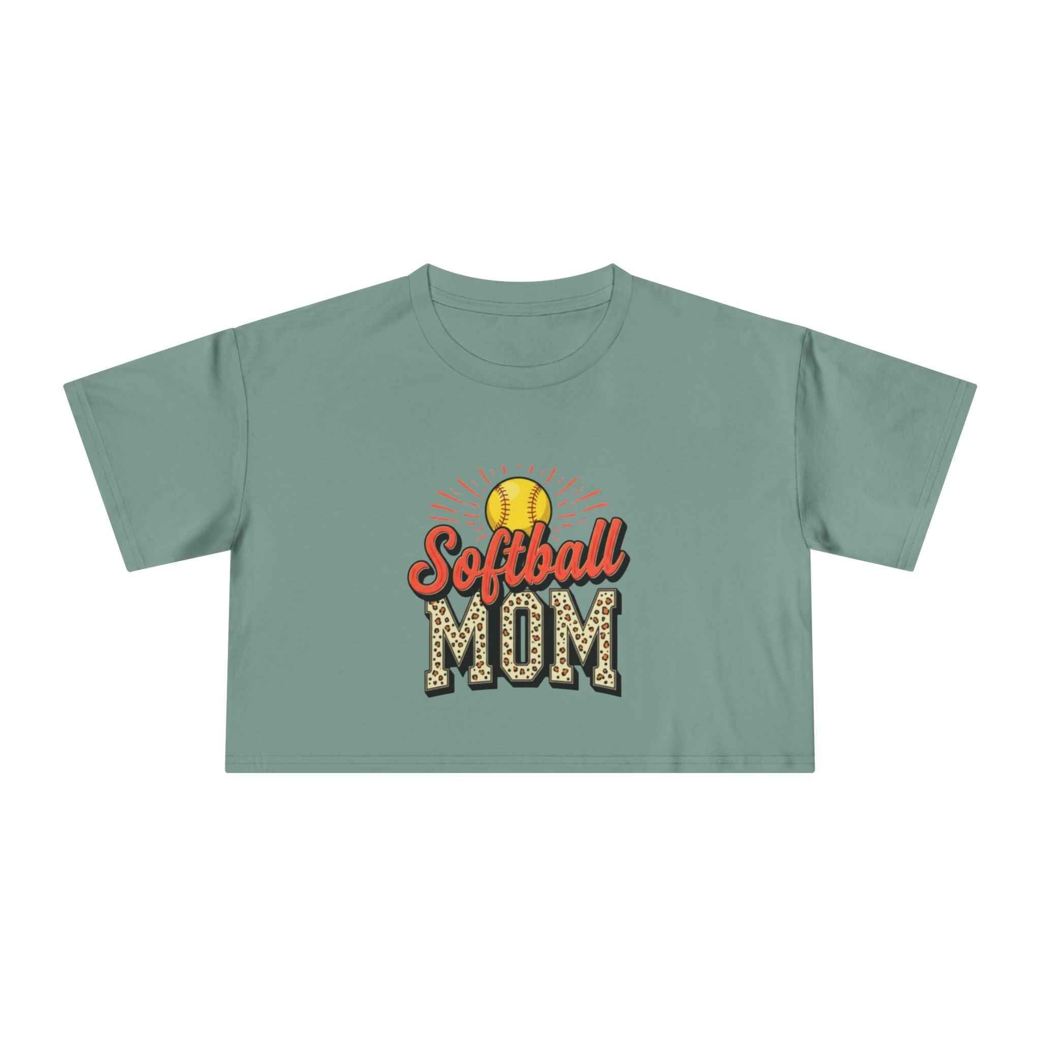 Softball Mom Cheetah Print Women's Crop Tee