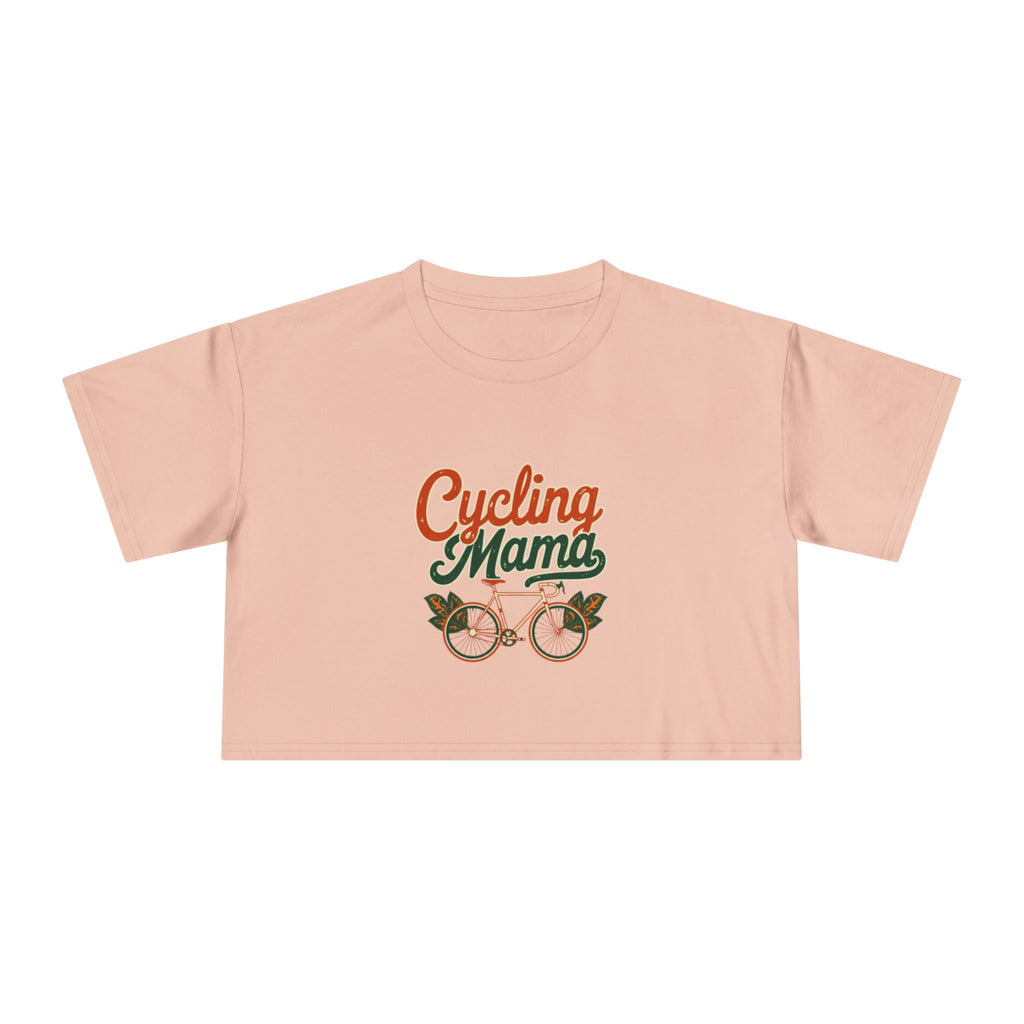 Cycling Mama Crop Tee — Retro Cycling Graphic - Magnolia Wild SC