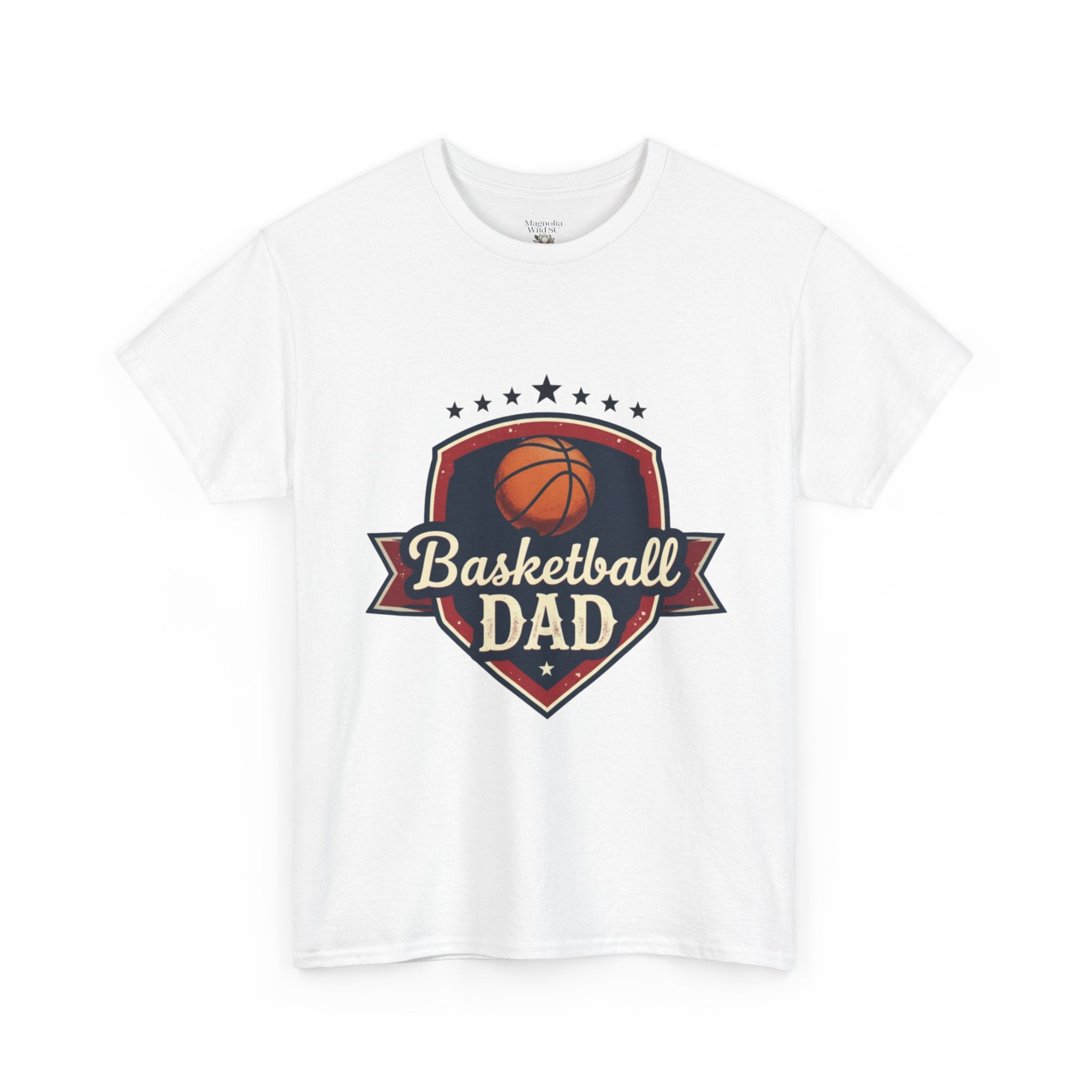 Retro Court Style: The Vintage Basketball Dad Shield Tee - Magnolia Wild SC