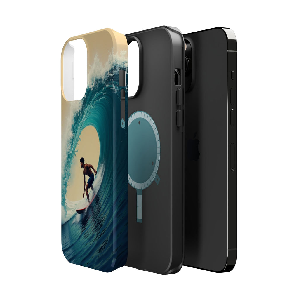 Surfer Riding a Wave iPhone Case — Magnetic Impact-Resistant - Magnolia Wild SC