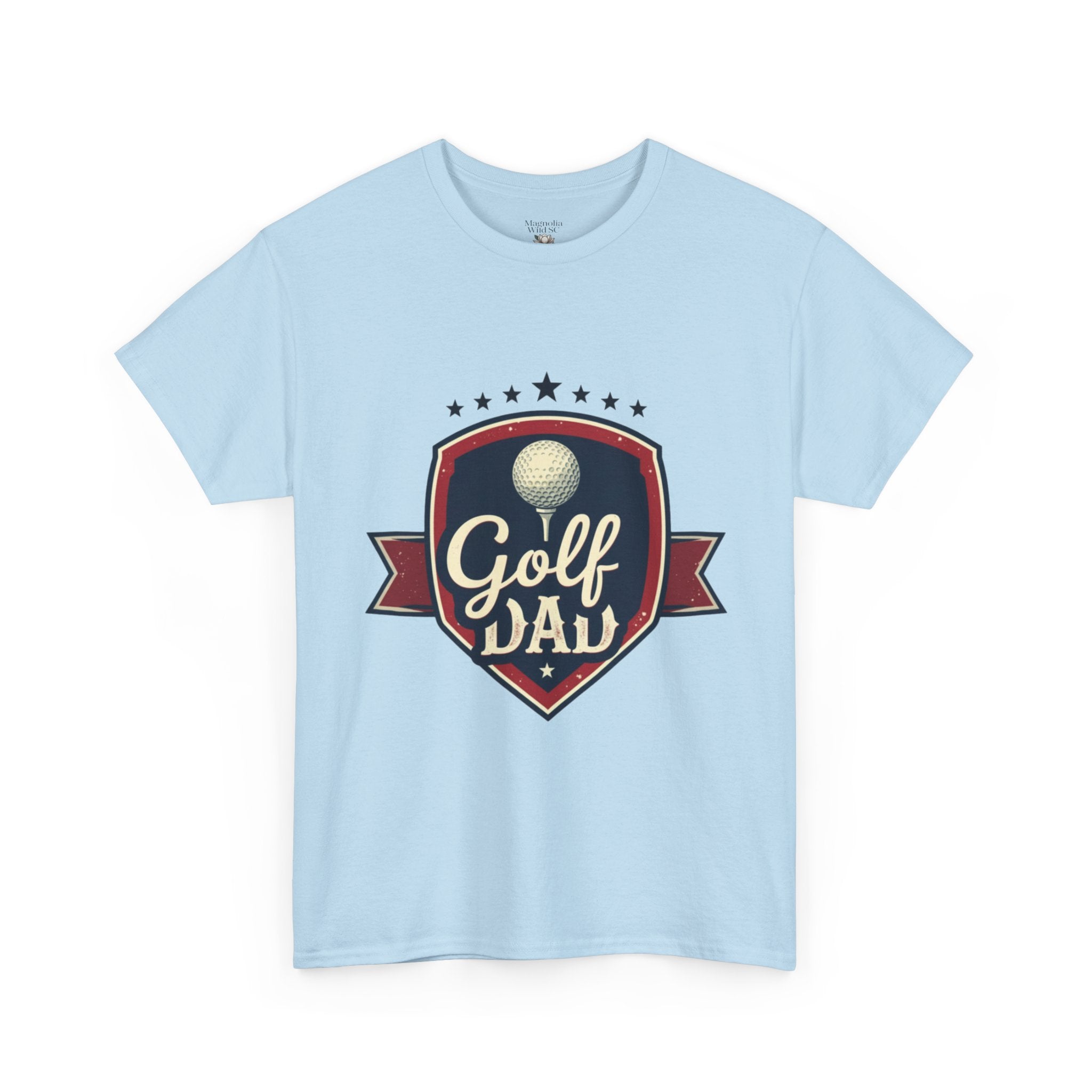Retro Badge Style: The Vintage Golf Dad Shield Tee - Magnolia Wild SC
