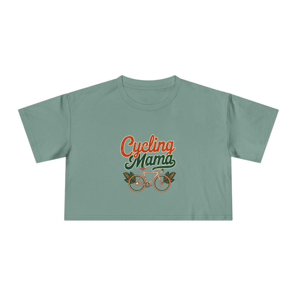Cycling Mama Crop Tee — Retro Cycling Graphic - Magnolia Wild SC