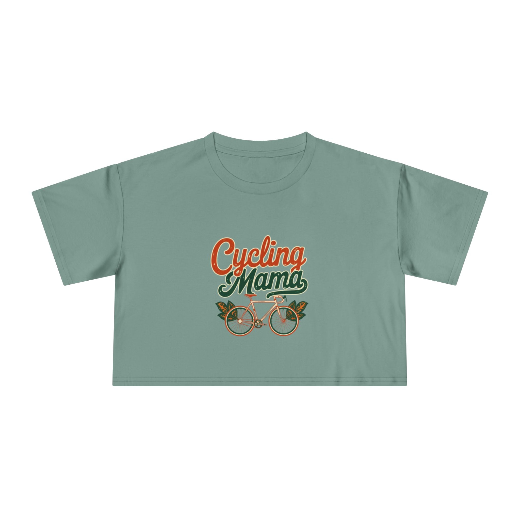 Cycling Mama Crop Tee — Retro Cycling Graphic - Magnolia Wild SC