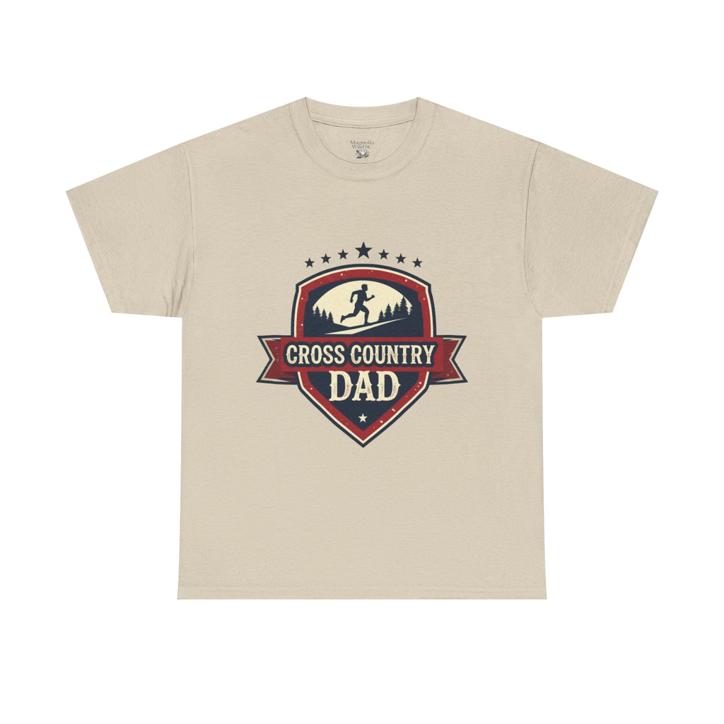 Retro Badge Style: The Vintage Cross Country Dad Shield Tee - Magnolia Wild SC