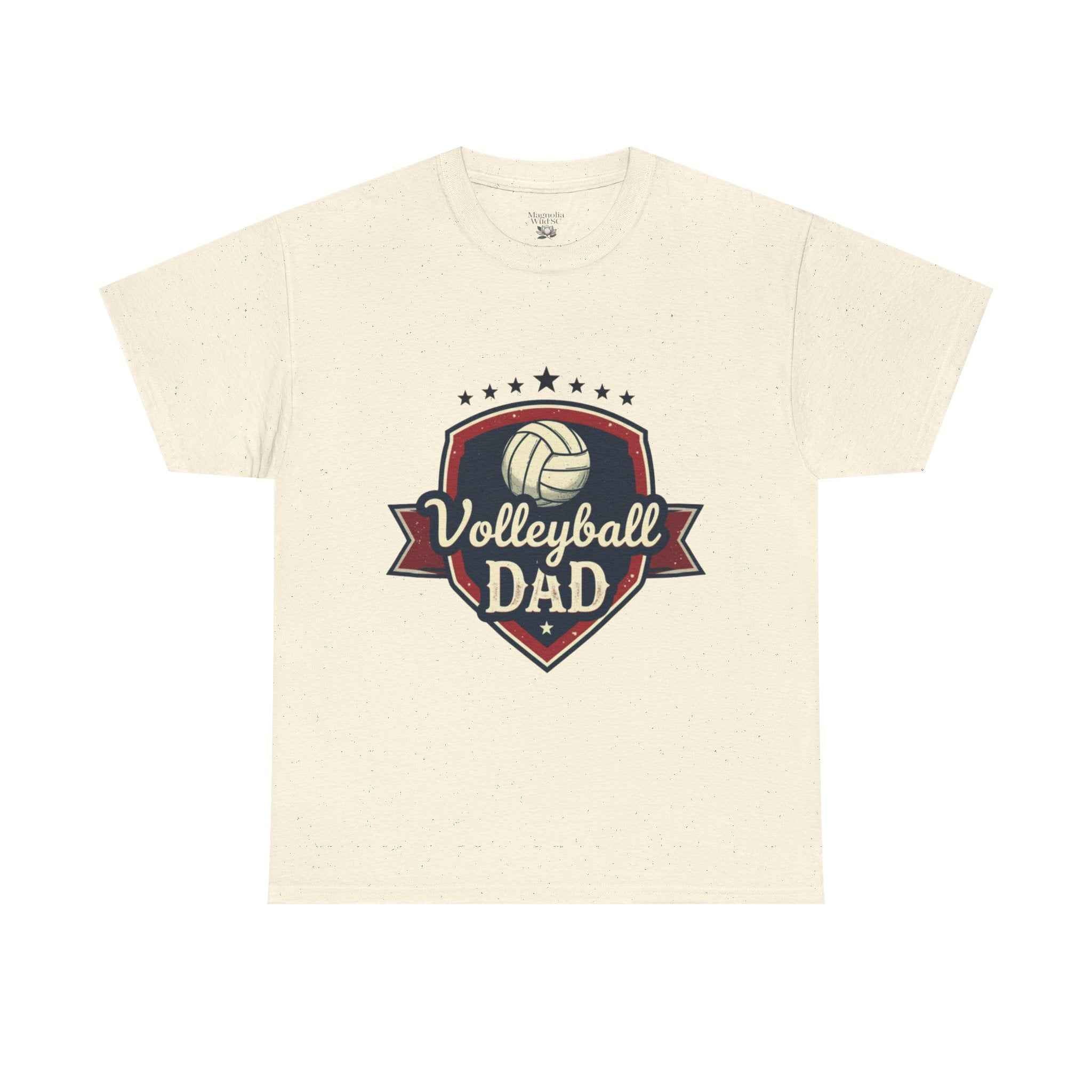 Retro Badge Style: The Vintage Volleyball Dad Shield Tee