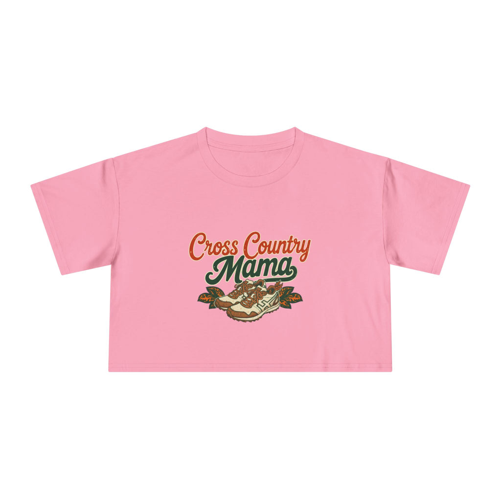 Cross Country Mama Crop Tee | Retro Cross Country Graphic, Mom Sports Top - Magnolia Wild SC