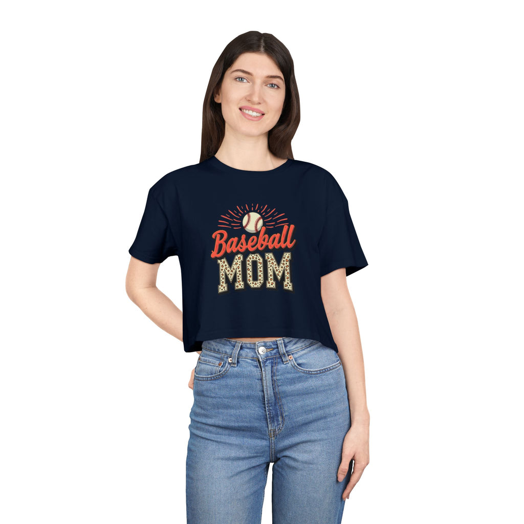 Baseball Mom Cheetah Print Women's Crop Tee - Magnolia Wild SC