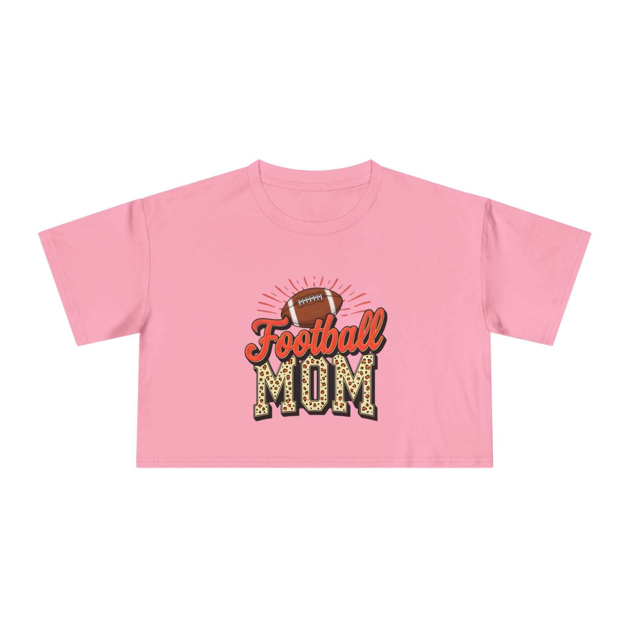 Football Mom Cheetah Print Crop Tee