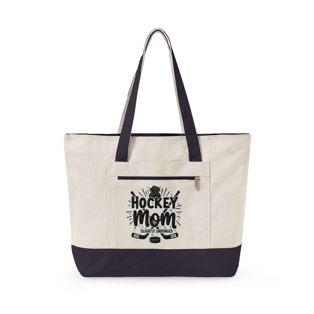 Personalized "Slightly Unhinged" Hockey Parent’s Survival Zippered Tote