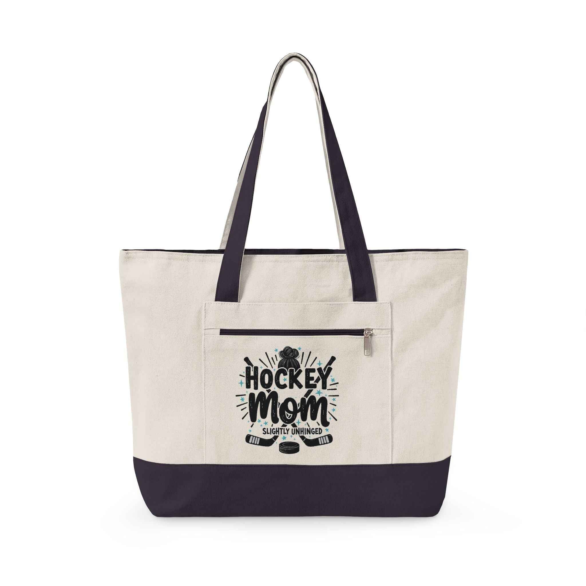 Personalized "Slightly Unhinged" Hockey Parent’s Survival Zippered Tote