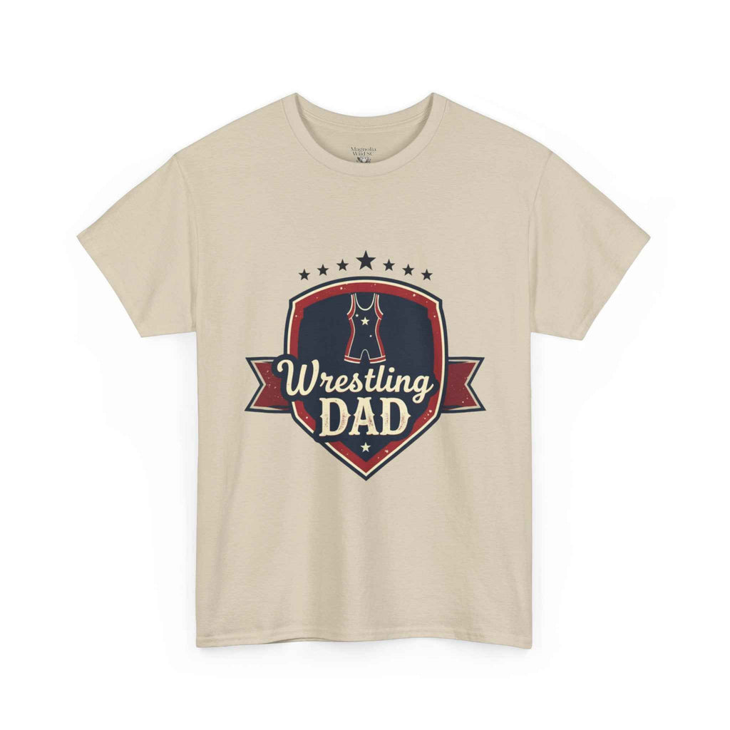 Retro Badge Style: The Vintage Wrestling Dad Shield Tee