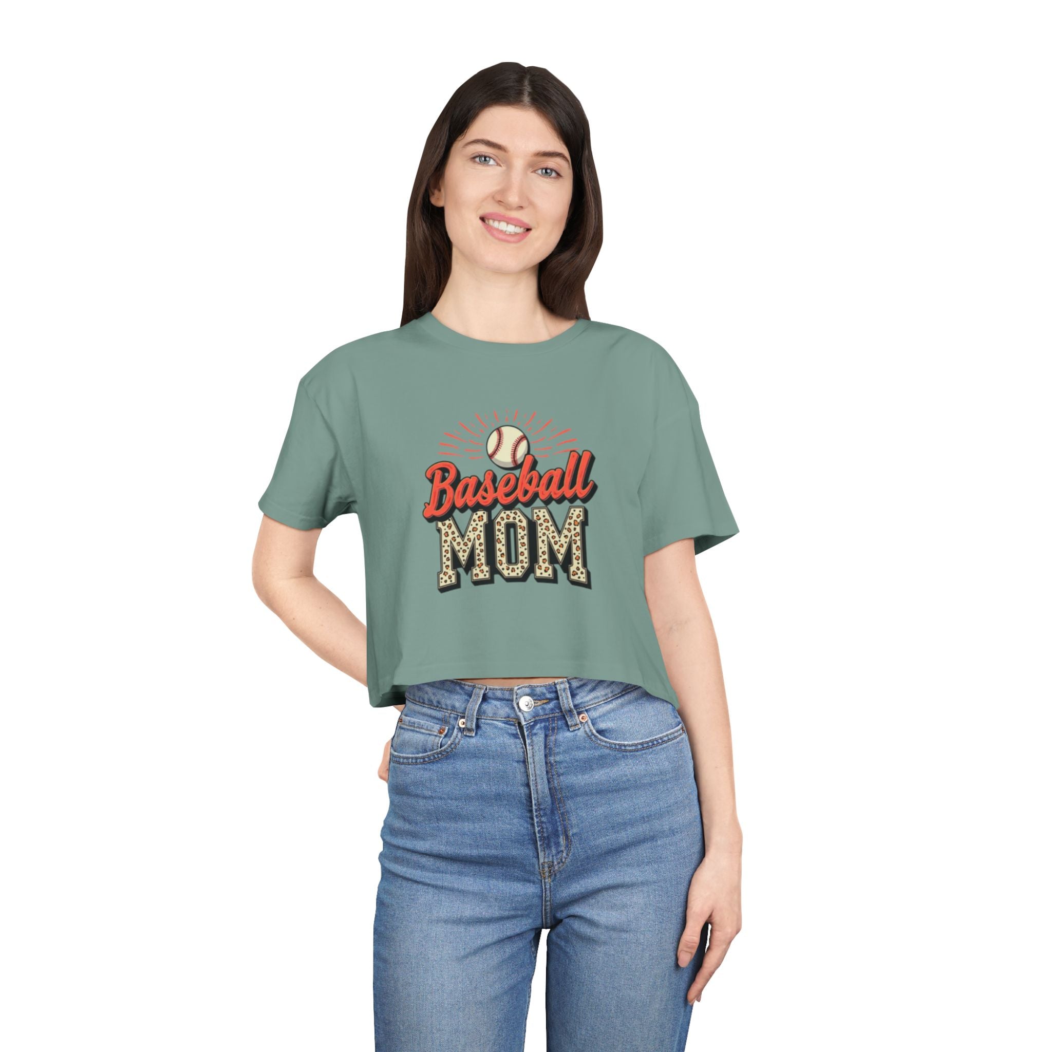 Baseball Mom Cheetah Print Women's Crop Tee - Magnolia Wild SC