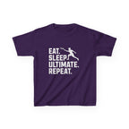 Black t-shirt with 'Eat. Sleep. Ultimate. Repeat.' text and graphic on a white background