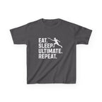 Gray t-shirt with 'Eat. Sleep. Ultimate. Repeat.' text and graphic on a white background