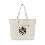 Personalized Hockey Mom Canvas Tote — Messy Bun, Big Energy, Full Gear