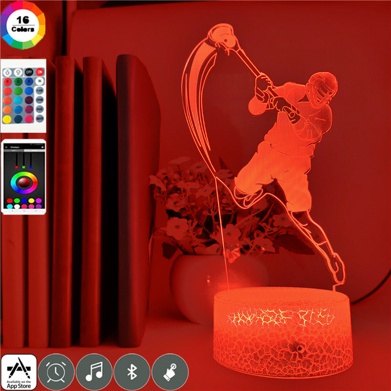 Lacrosse Sports Creative Color Gradient 3D Small Night Light - Magnolia Wild SC
