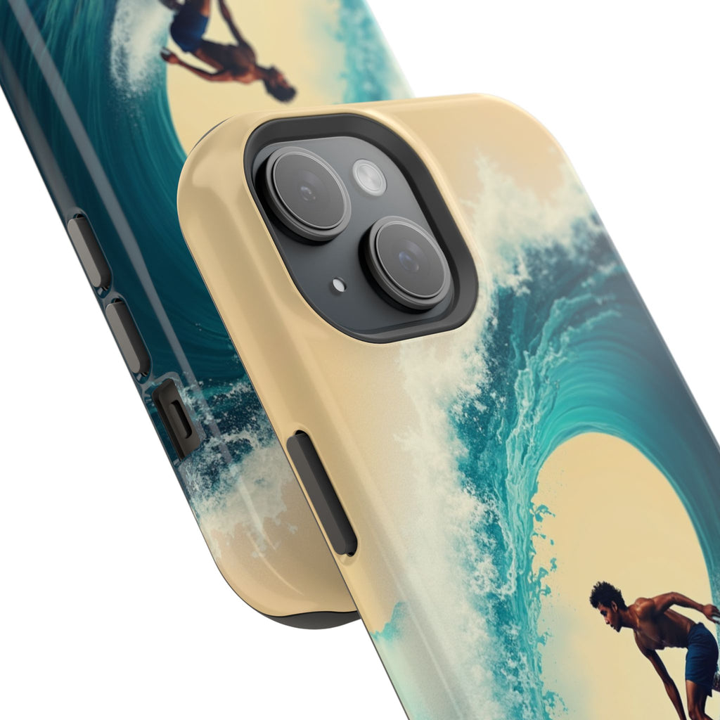 Surfer Riding a Wave iPhone Case — Magnetic Impact-Resistant - Magnolia Wild SC