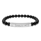 Personalizable Hockey Icon Bracelet Natural Stone Stretch Bar Bracelet | Engraving, Team Name, Player Name & Number