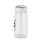 Clear water bottle with a white cap on a white background