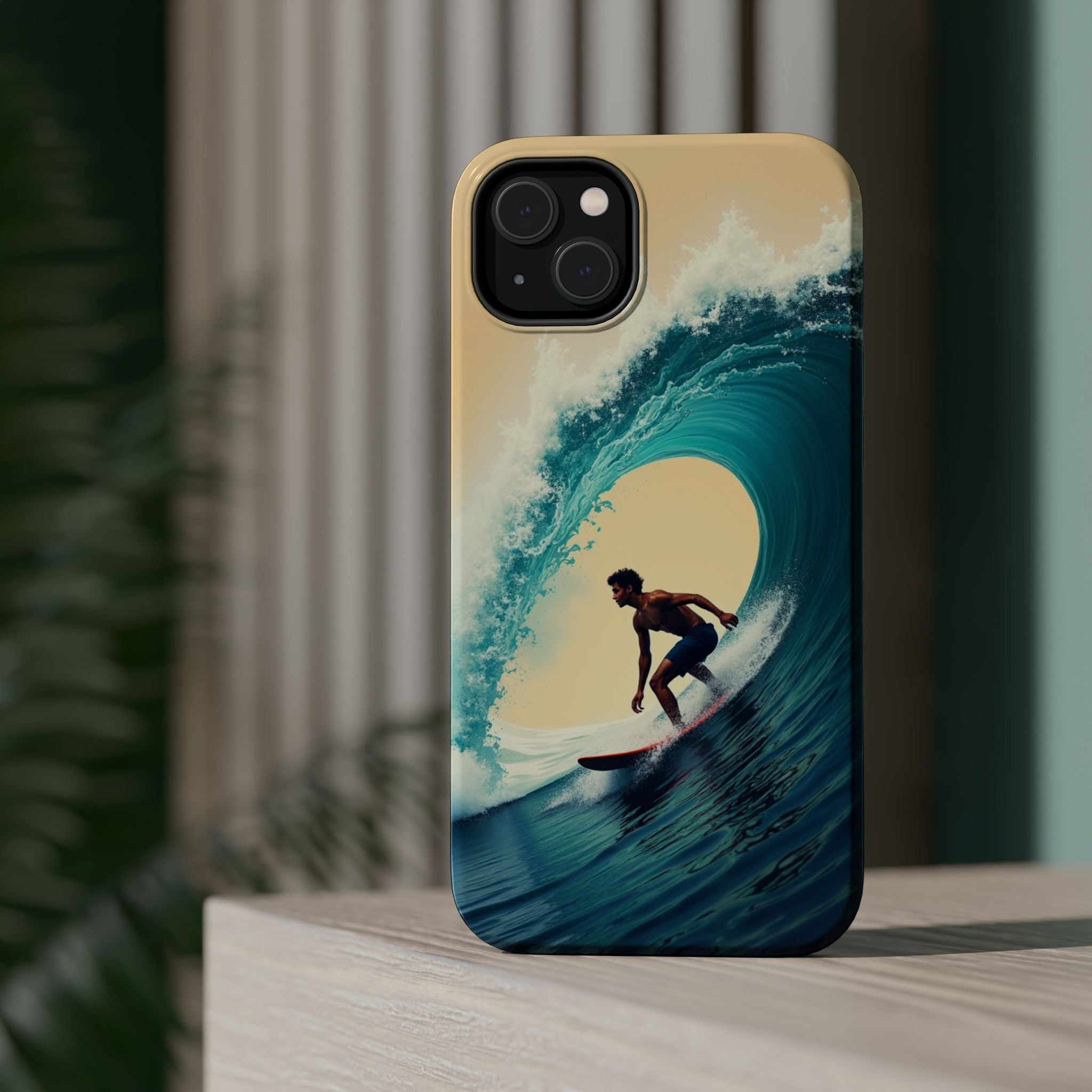 Surfer Riding a Wave iPhone Case — Magnetic Impact-Resistant - Magnolia Wild SC
