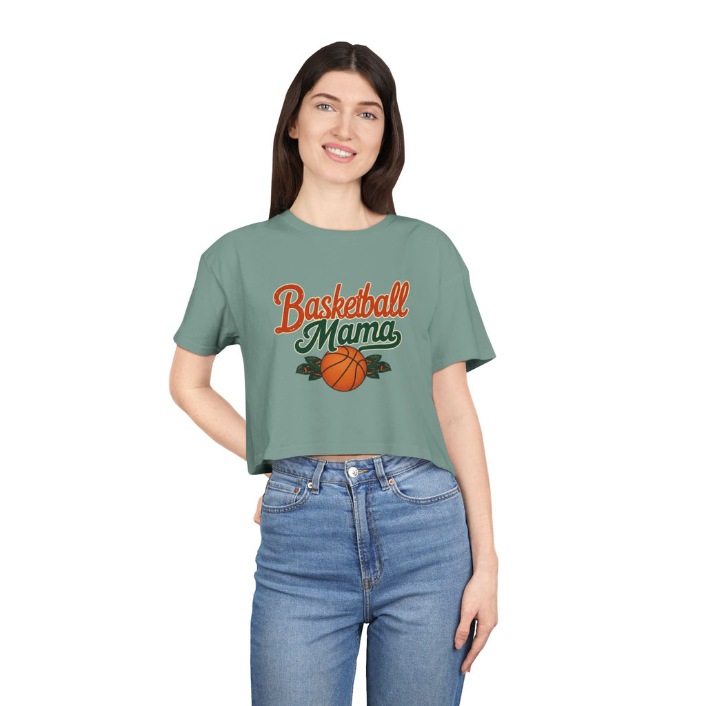 Basketball Mama Crop Tee | Retro Basketball Graphic, Mom Sports Top - Magnolia Wild SC