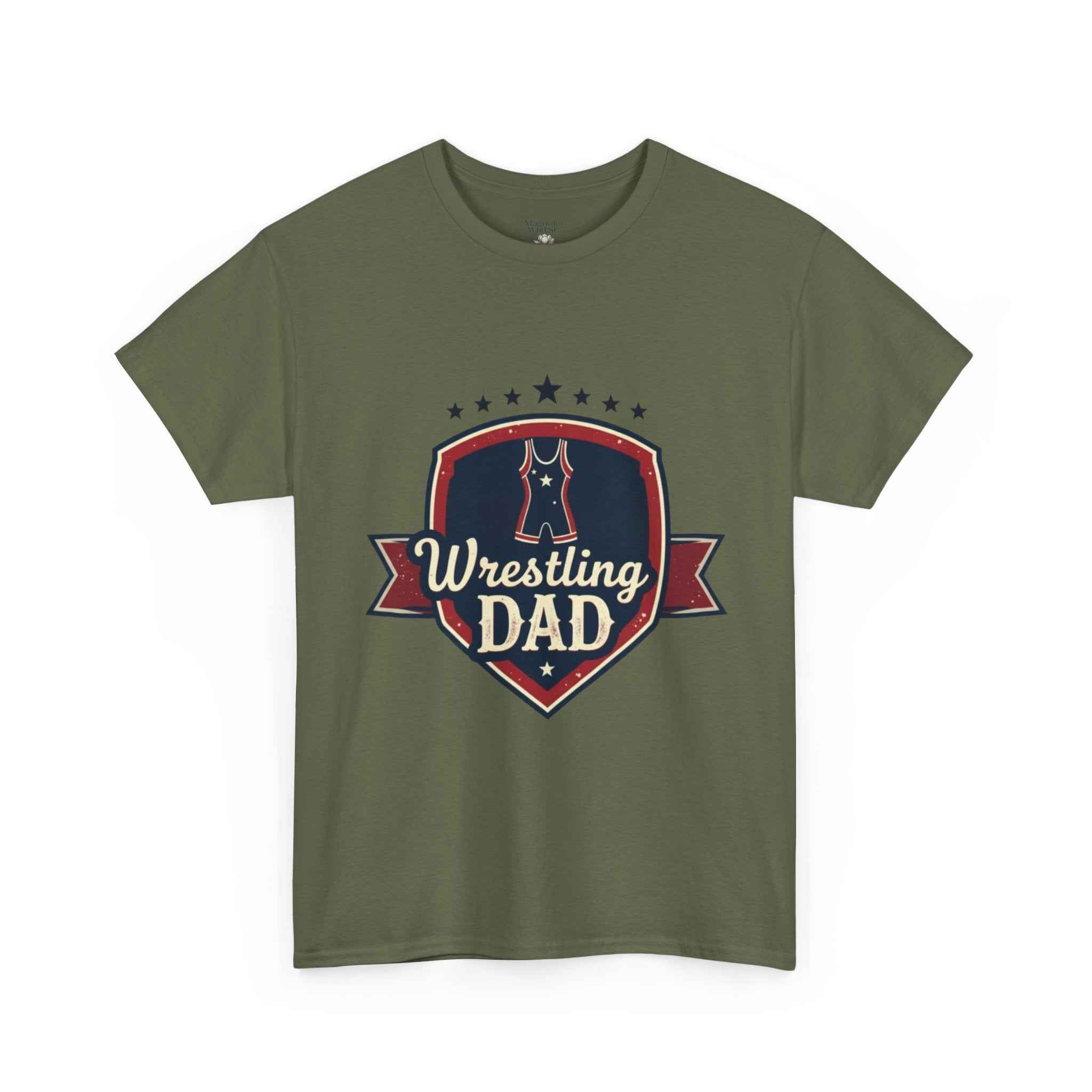 Retro Badge Style: The Vintage Wrestling Dad Shield Tee