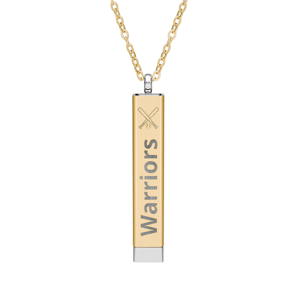 Custom Baseball/Softball Sliding Bar Necklace, Engraved Name & Number