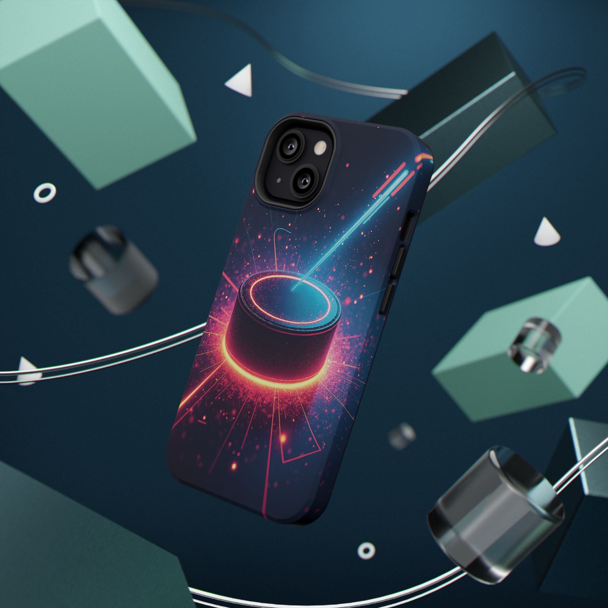 Neon Laser Hockey Puck Impact-Resistant Phone Case - Magnolia Wild SC