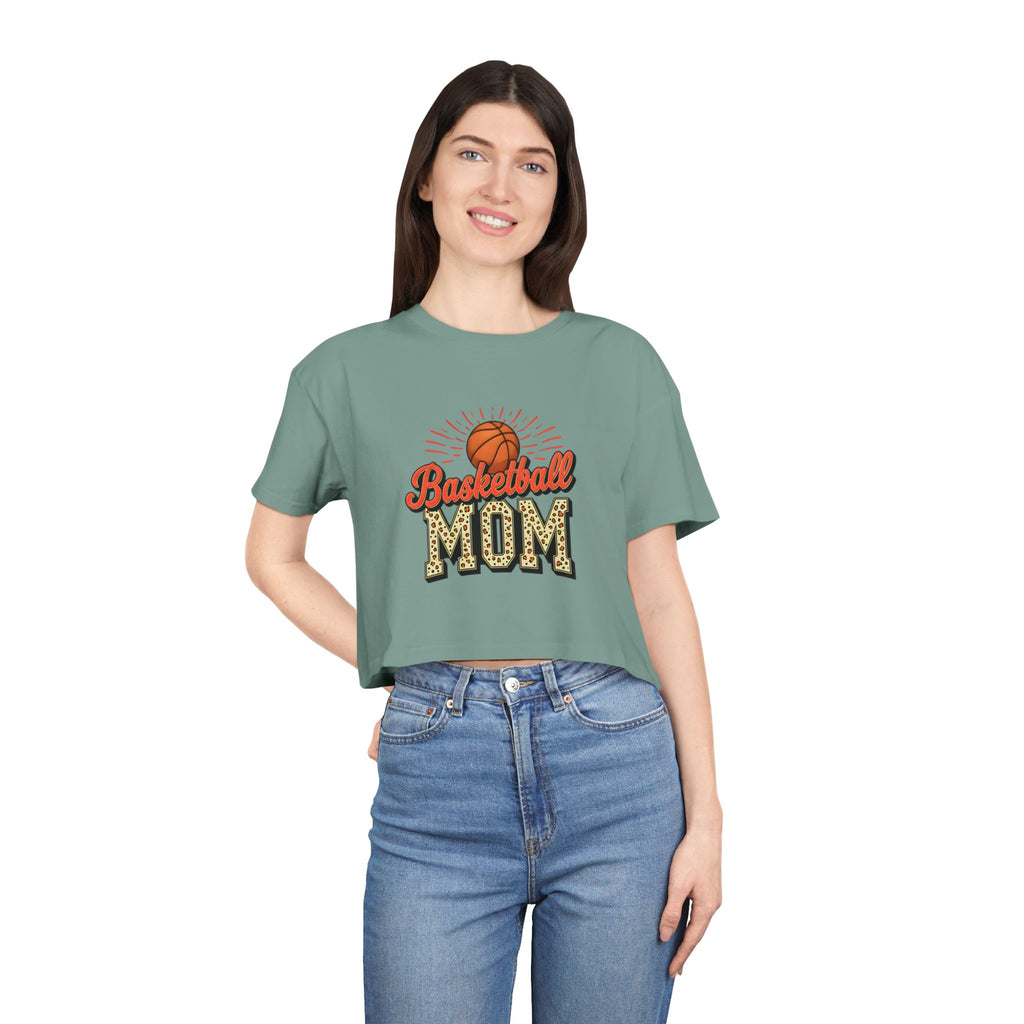Basketball Mom Cheetah Print Women's Crop Tee - Magnolia Wild SC