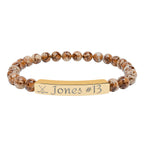 Personalizable Hockey Icon Bracelet Natural Stone Stretch Bar Bracelet | Engraving, Team Name, Player Name & Number