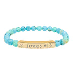 Personalizable Hockey Icon Bracelet Natural Stone Stretch Bar Bracelet | Engraving, Team Name, Player Name & Number