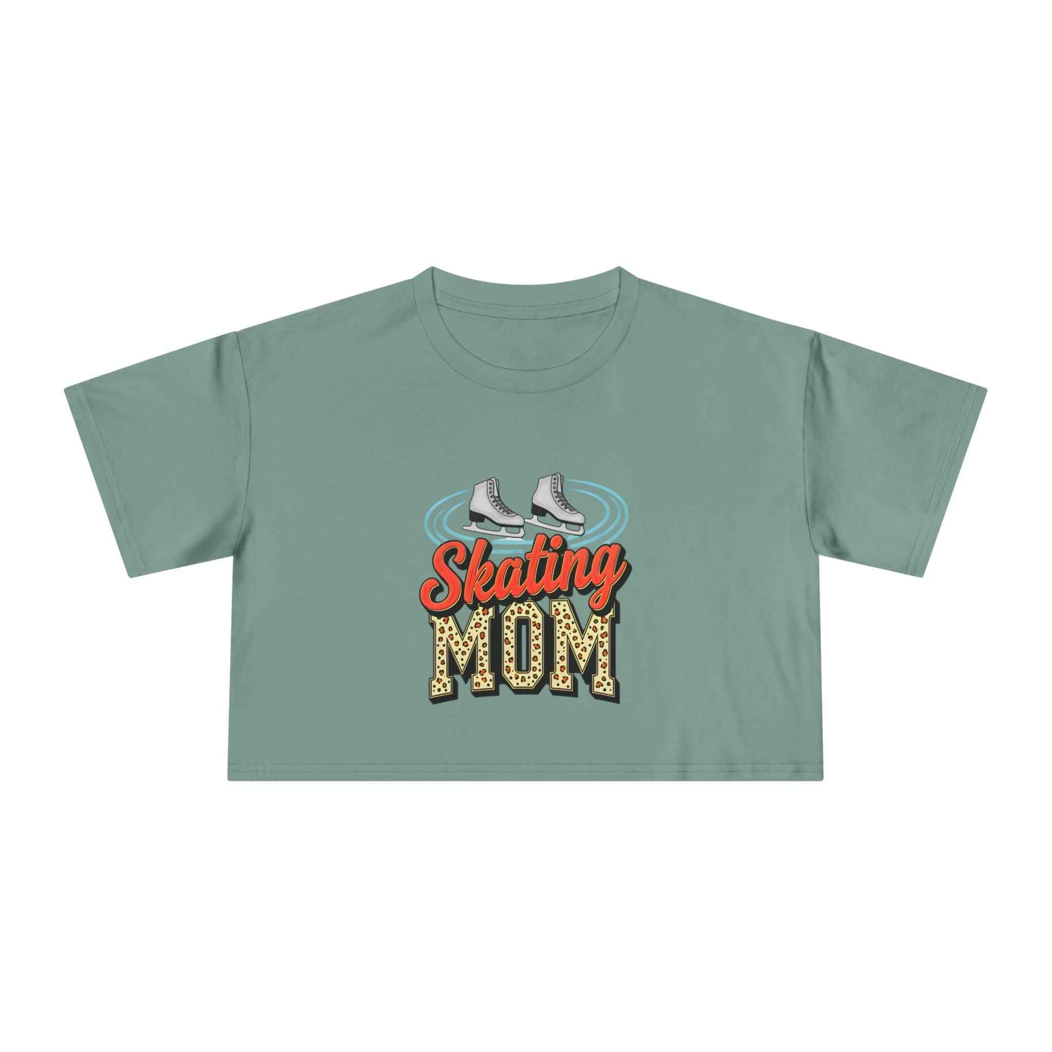 Figure Skating Mom Cheetah Print Women's Crop Tee