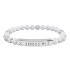 Personalizable Hockey Icon Bracelet Natural Stone Stretch Bar Bracelet | Engraving, Team Name, Player Name & Number