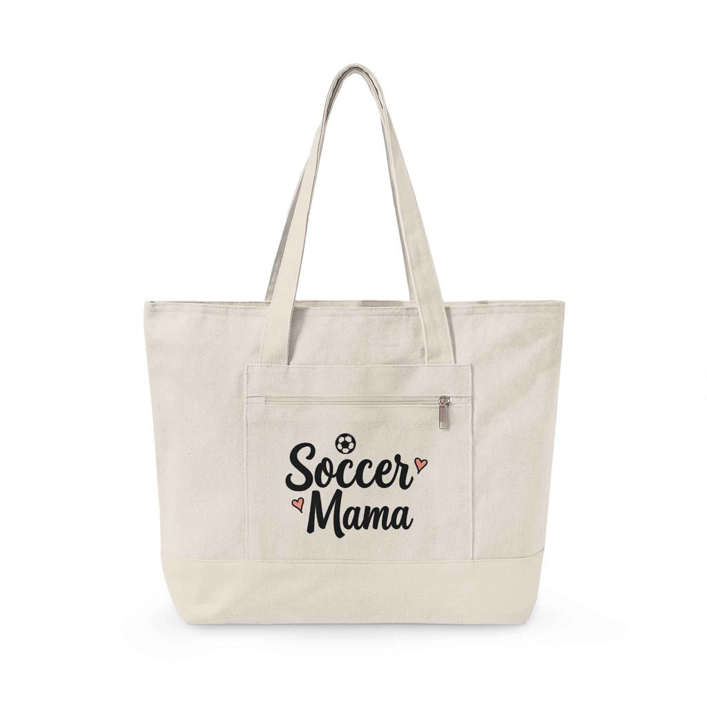Personalized Soccer Mama Zippered Canvas Tote — Game Day Essential