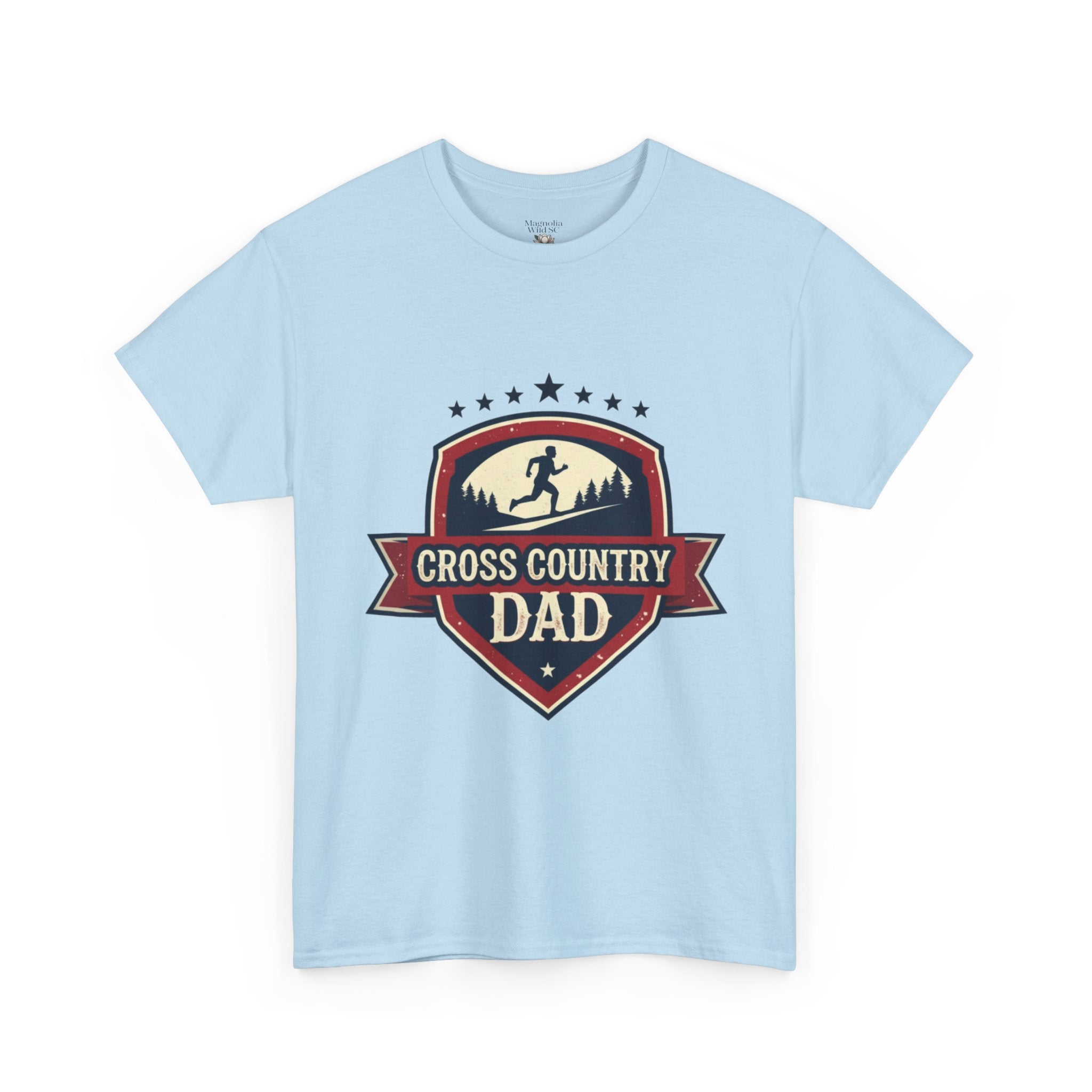 Retro Badge Style: The Vintage Cross Country Dad Shield Tee - Magnolia Wild SC