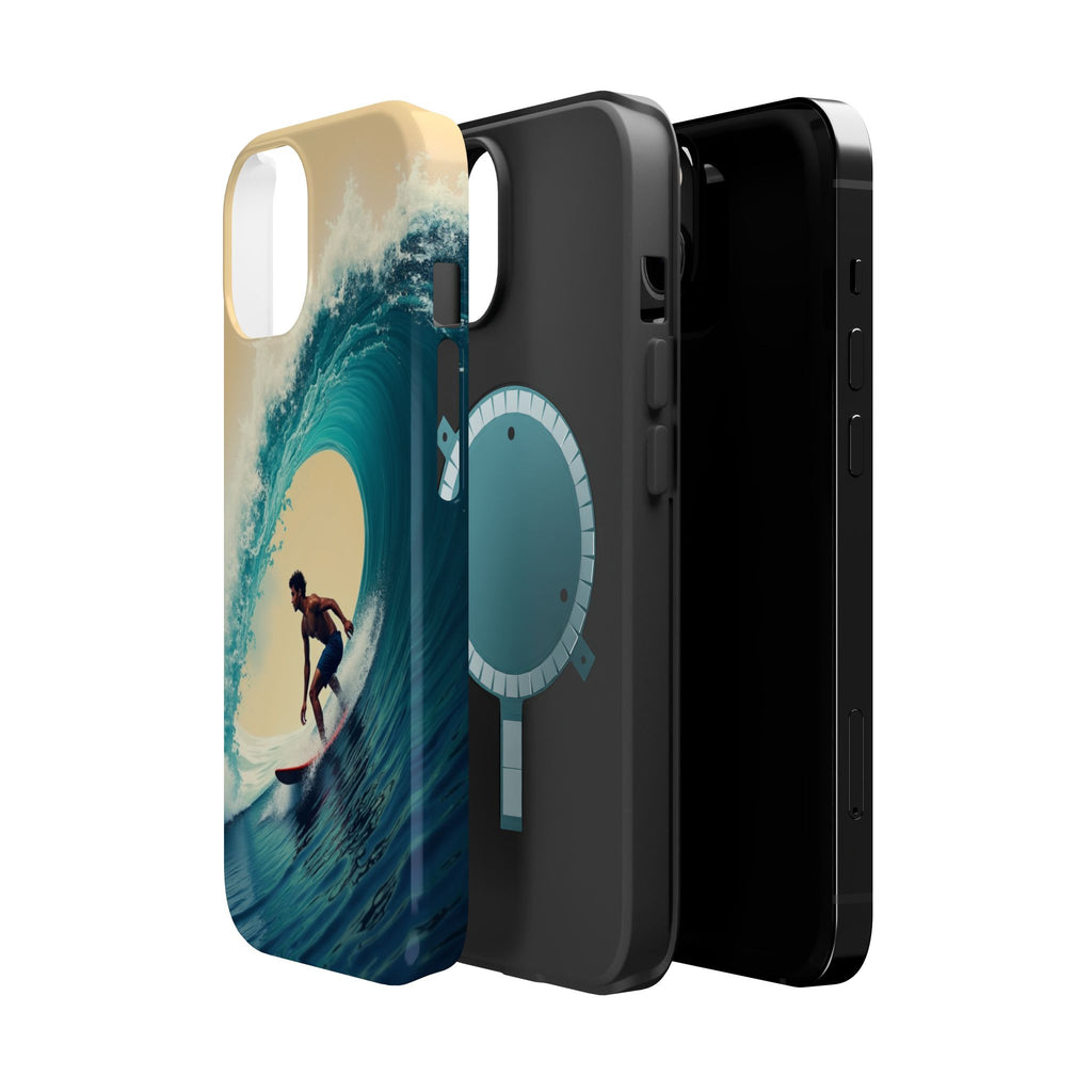 Surfer Riding a Wave iPhone Case — Magnetic Impact-Resistant - Magnolia Wild SC