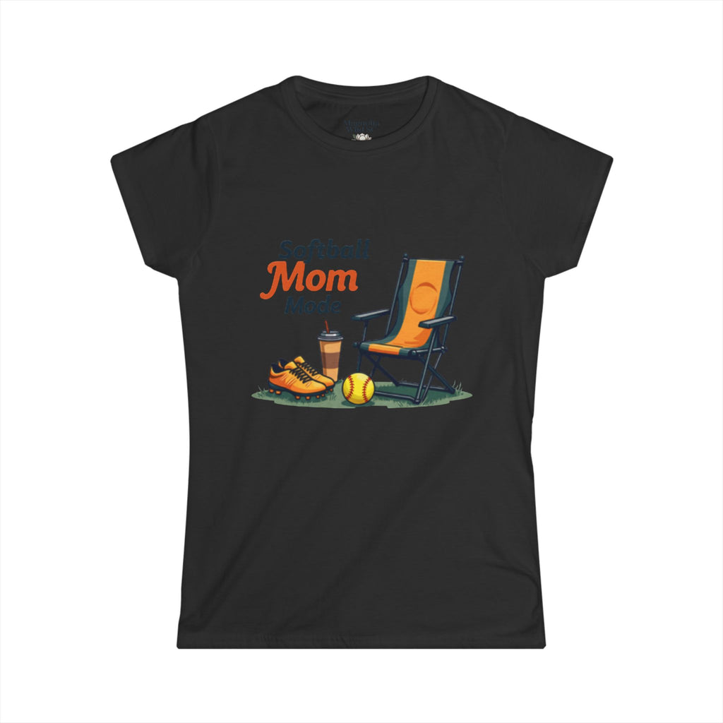 Softball Mom Mode Tee | Mom Chair, Glove & Cleats Design