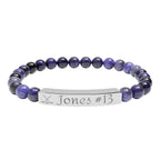 Personalizable Hockey Icon Bracelet Natural Stone Stretch Bar Bracelet | Engraving, Team Name, Player Name & Number