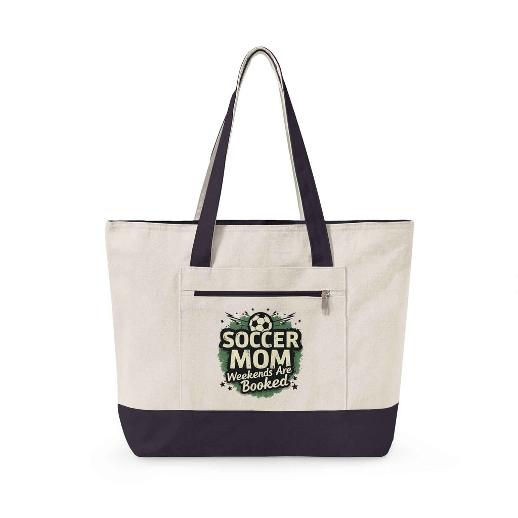 Personalized Soccer Mom Zippered Tote — Weekends Are Booked (Seriously!)