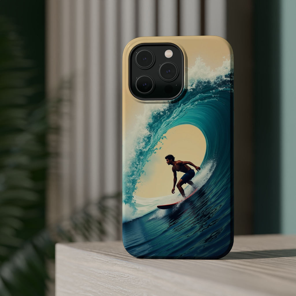 Surfer Riding a Wave iPhone Case — Magnetic Impact-Resistant - Magnolia Wild SC