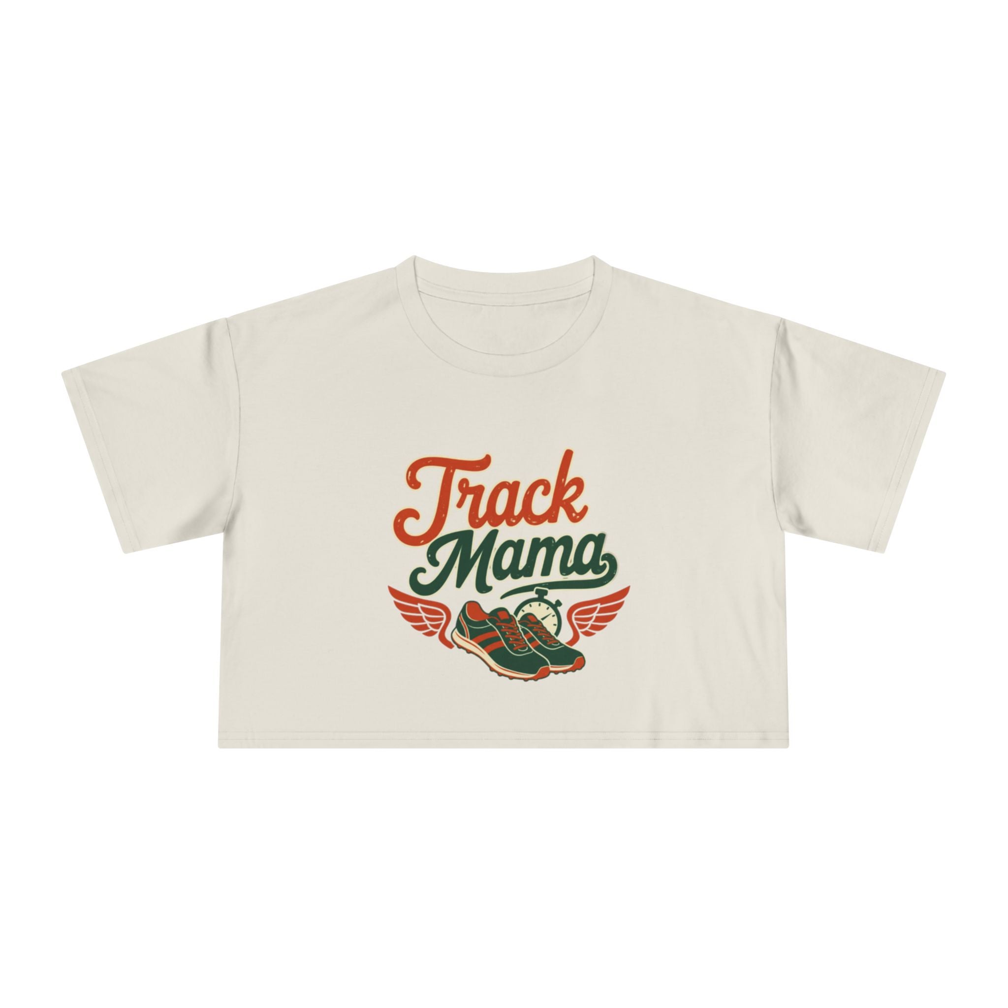 Track Mama Crop Tee | Retro Track and Field Graphic, Mom Sports Top - Magnolia Wild SC