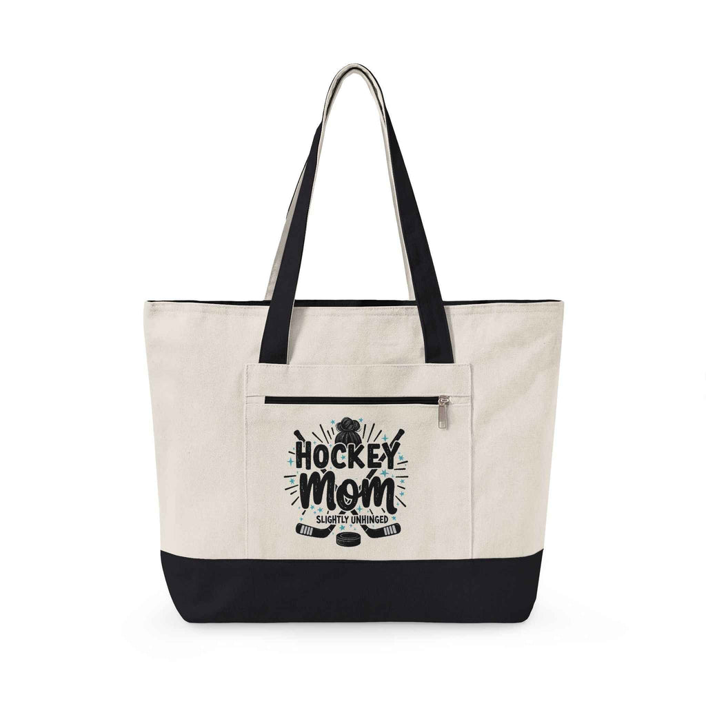 Personalized "Slightly Unhinged" Hockey Parent’s Survival Zippered Tote