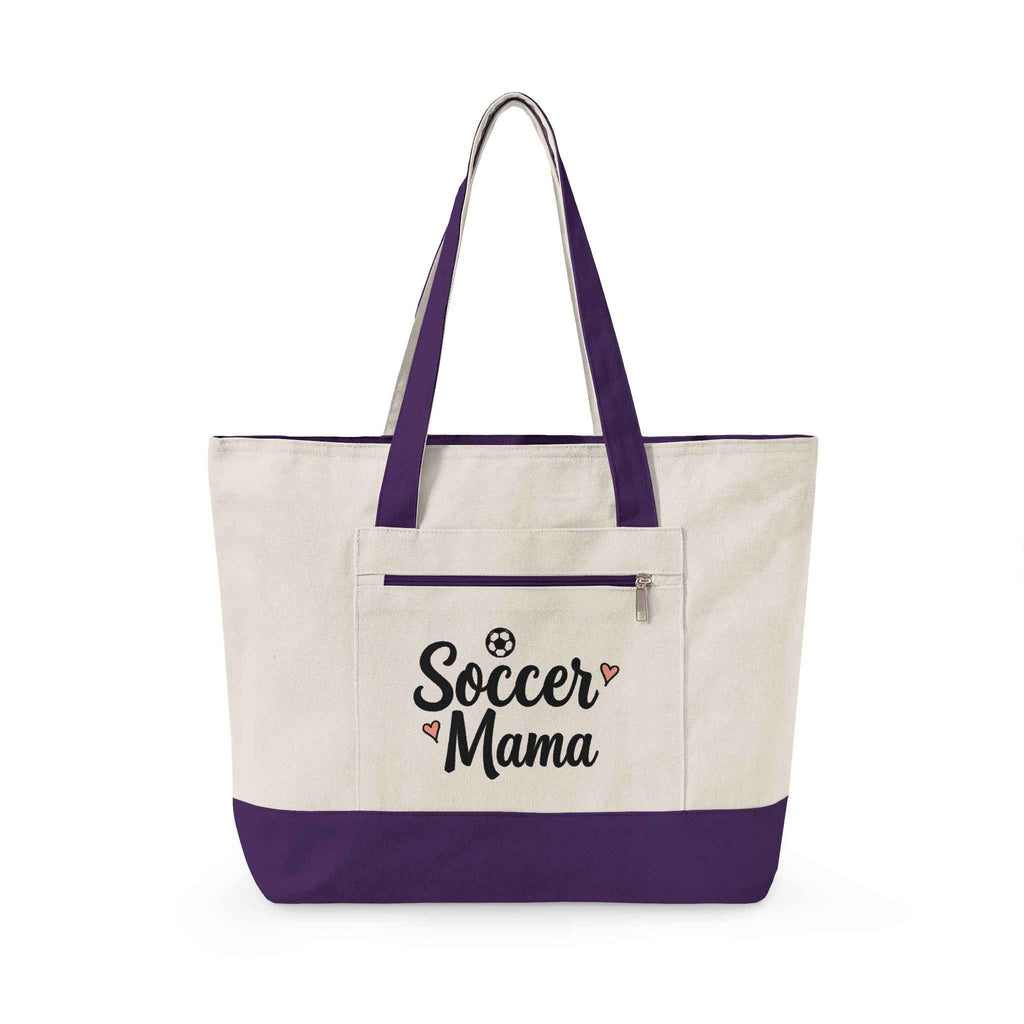 Personalized Soccer Mama Zippered Canvas Tote — Game Day Essential