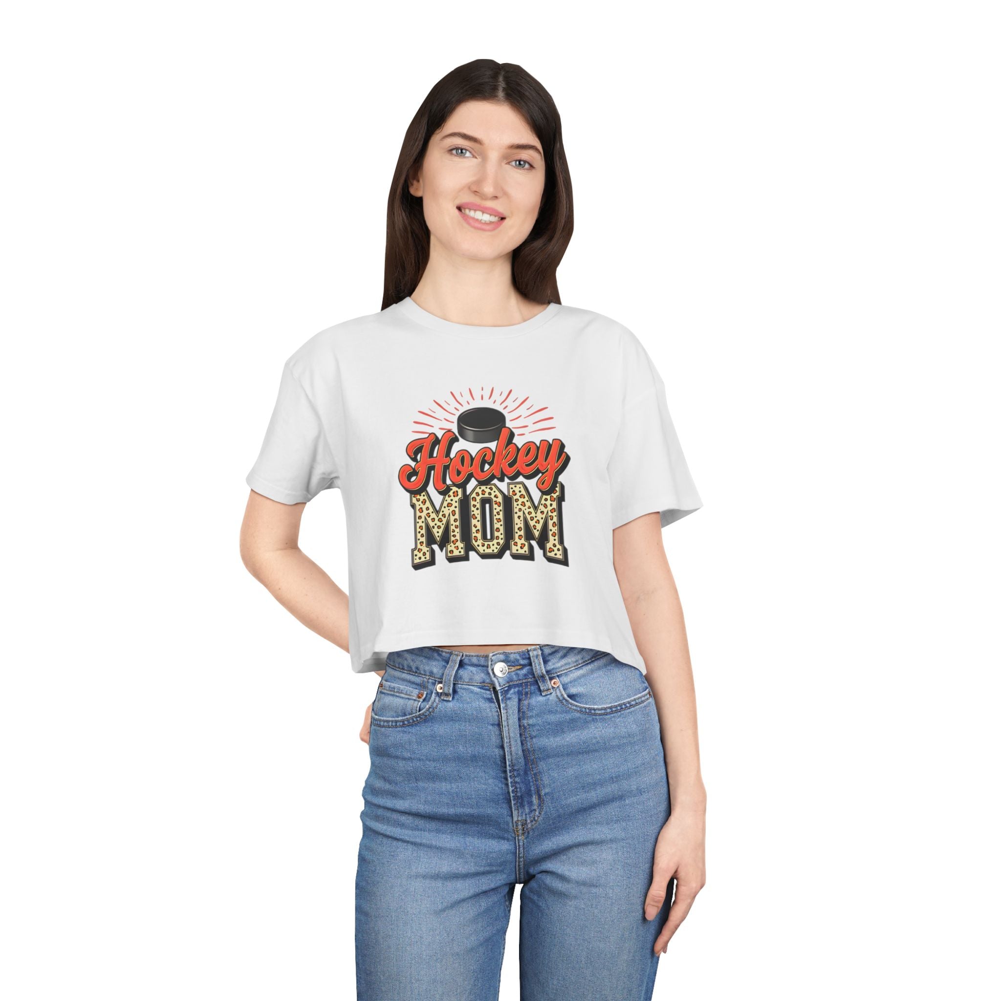 Hockey Mom Cheetah Print Women's Crop Tee - Magnolia Wild SC