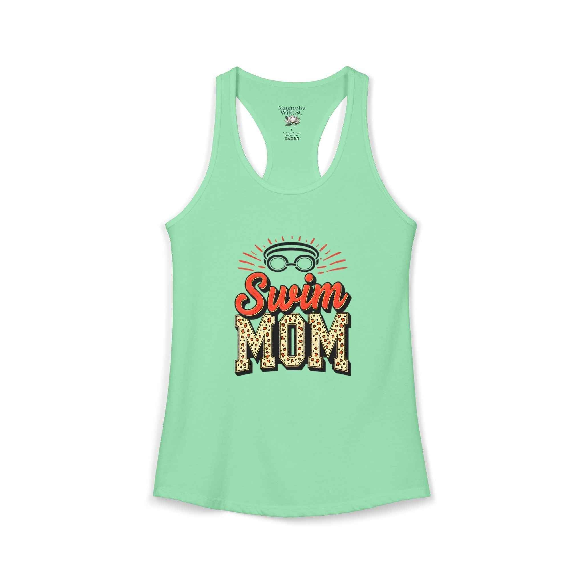 Swim Mom Racerback Tank – Personalized Name & Number Option
