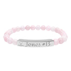 Personalizable Hockey Icon Bracelet Natural Stone Stretch Bar Bracelet | Engraving, Team Name, Player Name & Number