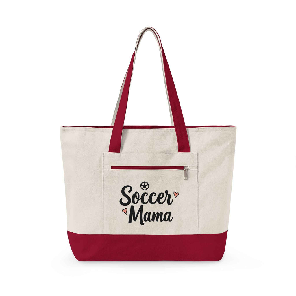 Personalized Soccer Mama Zippered Canvas Tote — Game Day Essential